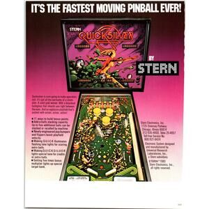 Quicksilver Pinball FLYER Original Game Artwork Sheet Retro Fantasy Vintage